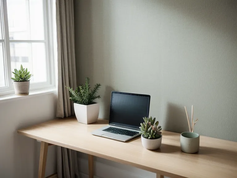 Aménager un espace de travail zen pour réduire le stress quotidien avec une lumière douce et un bureau dégagé