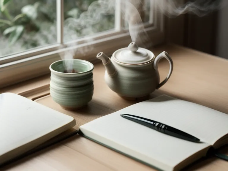 Tasse de thé et carnet sur un bureau, pause pour repérer les signes de fatigue mentale