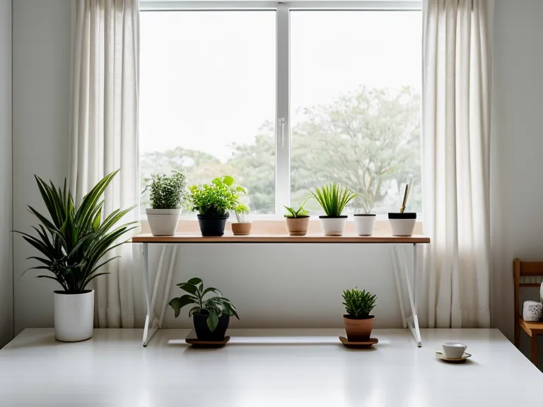 Bien-être au travail : une plante verte sur un bureau bien rangé pour garder son calme