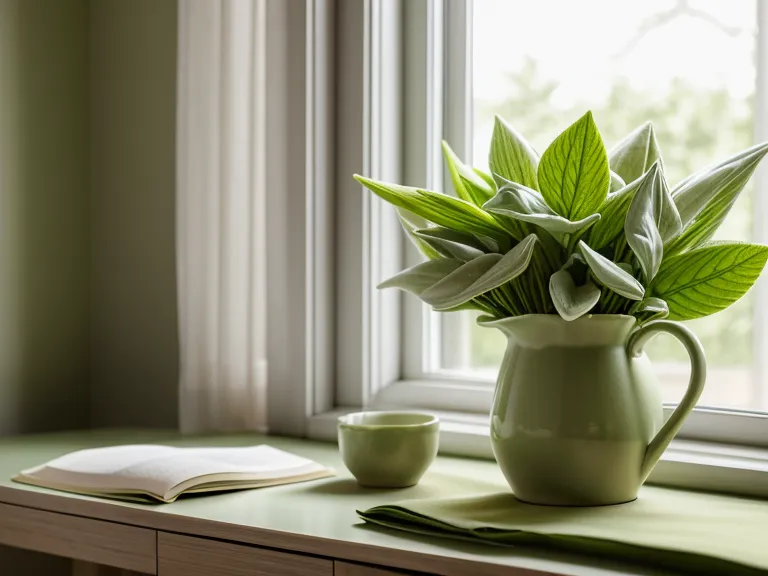 Plante verte sur un bureau calme, détail associé à la sérénité et à l'efficacité au travail