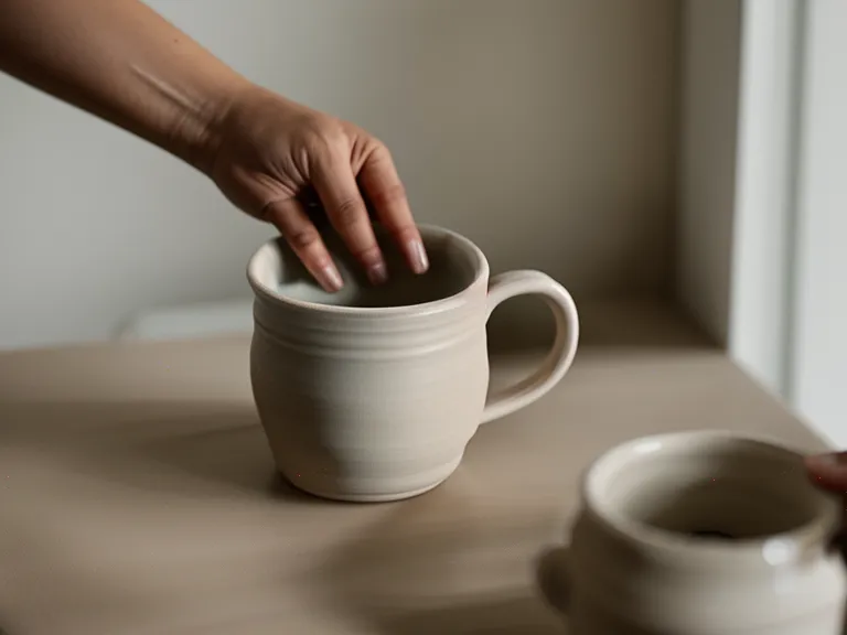 Mains tenant une tasse en céramique chaude, ancrage sensoriel pour calmer le stress en réunion