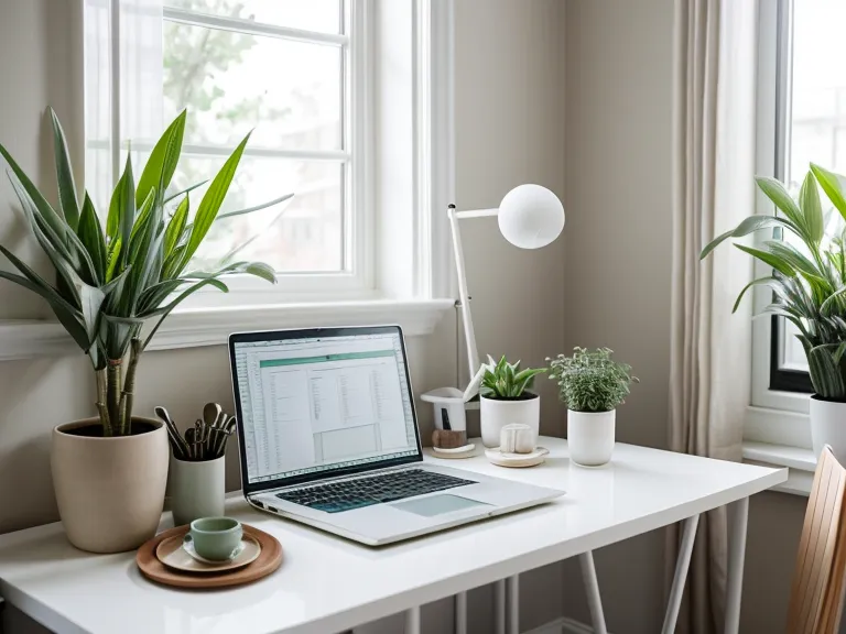 Plante verte de bureau créant une barrière visuelle apaisante, une astuce de bien-être au travail en open space